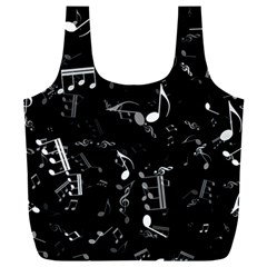 Black And White Music Notes Full Print Recycle Bag (xxl) by SpinnyChairDesigns