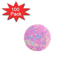 Pink Blue Peach Color Mosaic 1  Mini Magnets (100 Pack)  by SpinnyChairDesigns