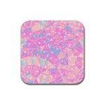 Pink Blue Peach Color Mosaic Rubber Coaster (Square)  Front