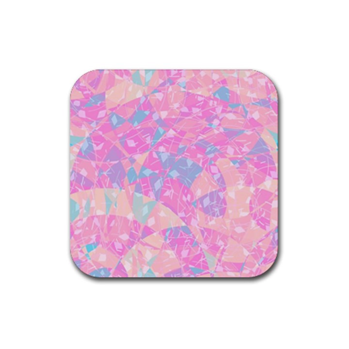 Pink Blue Peach Color Mosaic Rubber Coaster (Square) 