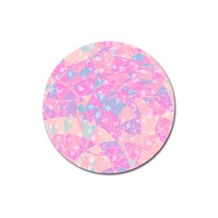 Pink Blue Peach Color Mosaic Magnet 3  (round) by SpinnyChairDesigns