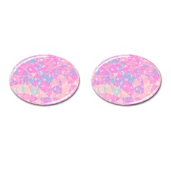 Pink Blue Peach Color Mosaic Cufflinks (oval) by SpinnyChairDesigns