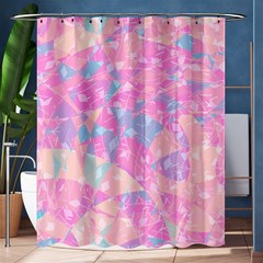 Pink Blue Peach Color Mosaic Shower Curtain 60  X 72  (medium)  by SpinnyChairDesigns