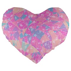 Pink Blue Peach Color Mosaic Large 19  Premium Heart Shape Cushions by SpinnyChairDesigns