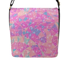 Pink Blue Peach Color Mosaic Flap Closure Messenger Bag (l) by SpinnyChairDesigns