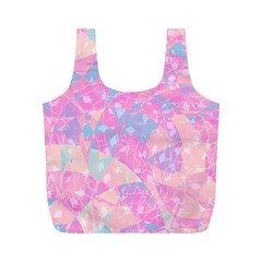 Pink Blue Peach Color Mosaic Full Print Recycle Bag (m) by SpinnyChairDesigns