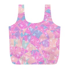 Pink Blue Peach Color Mosaic Full Print Recycle Bag (l) by SpinnyChairDesigns