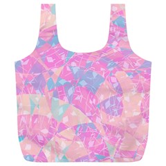 Pink Blue Peach Color Mosaic Full Print Recycle Bag (xl) by SpinnyChairDesigns