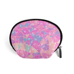 Pink Blue Peach Color Mosaic Accessory Pouch (small) by SpinnyChairDesigns