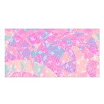 Pink Blue Peach Color Mosaic Satin Shawl Front