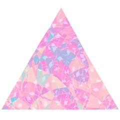 Pink Blue Peach Color Mosaic Wooden Puzzle Triangle by SpinnyChairDesigns