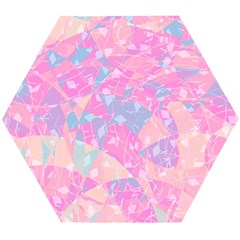 Pink Blue Peach Color Mosaic Wooden Puzzle Hexagon by SpinnyChairDesigns