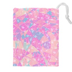 Pink Blue Peach Color Mosaic Drawstring Pouch (4xl) by SpinnyChairDesigns