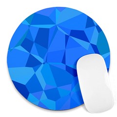 Electric Blue Geometric Pattern Round Mousepads by SpinnyChairDesigns