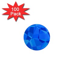 Electric Blue Geometric Pattern 1  Mini Magnets (100 Pack)  by SpinnyChairDesigns