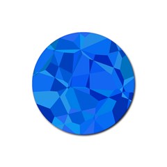 Electric Blue Geometric Pattern Rubber Round Coaster (4 Pack)  by SpinnyChairDesigns