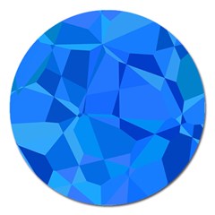 Electric Blue Geometric Pattern Magnet 5  (round) by SpinnyChairDesigns