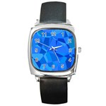 Electric Blue Geometric Pattern Square Metal Watch Front