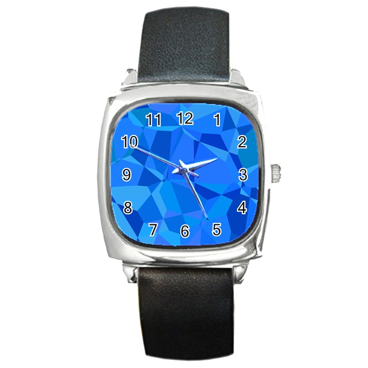 Electric Blue Geometric Pattern Square Metal Watch