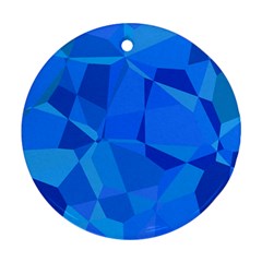 Electric Blue Geometric Pattern Round Ornament (two Sides) by SpinnyChairDesigns