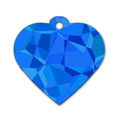 Electric Blue Geometric Pattern Dog Tag Heart (one Side) by SpinnyChairDesigns