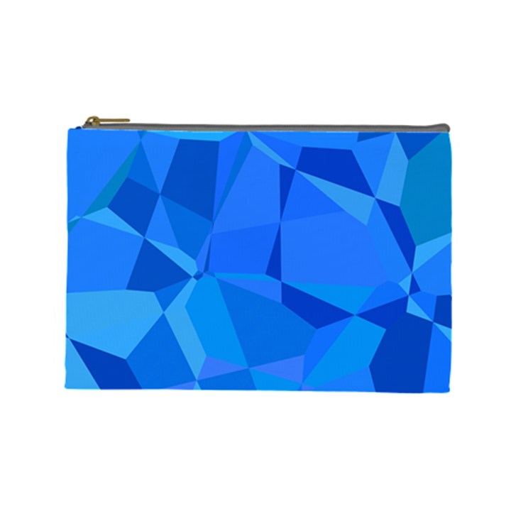 Electric Blue Geometric Pattern Cosmetic Bag (Large)