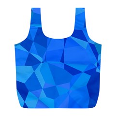 Electric Blue Geometric Pattern Full Print Recycle Bag (l) by SpinnyChairDesigns