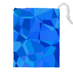 Electric Blue Geometric Pattern Drawstring Pouch (4xl) by SpinnyChairDesigns