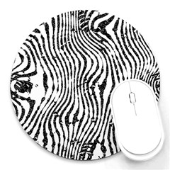 Zebra Print Stripes Round Mousepads by SpinnyChairDesigns