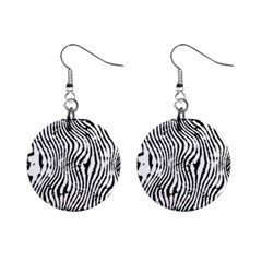 Zebra Print Stripes Mini Button Earrings by SpinnyChairDesigns