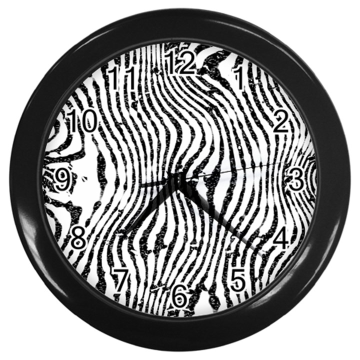 Zebra Print Stripes Wall Clock (Black)