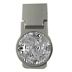 Zebra Print Stripes Money Clips (round)  by SpinnyChairDesigns