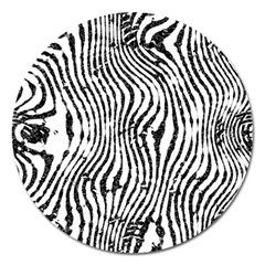 Zebra Print Stripes Magnet 5  (round) by SpinnyChairDesigns