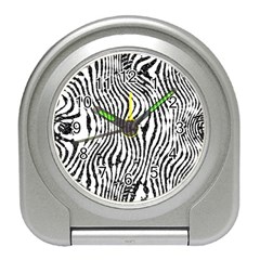 Zebra Print Stripes Travel Alarm Clock by SpinnyChairDesigns