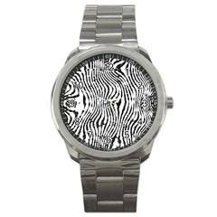 Zebra Print Stripes Sport Metal Watch by SpinnyChairDesigns