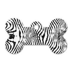 Zebra Print Stripes Dog Tag Bone (two Sides) by SpinnyChairDesigns