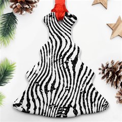 Zebra Print Stripes Christmas Tree Ornament (two Sides) by SpinnyChairDesigns