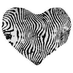 Zebra Print Stripes Large 19  Premium Heart Shape Cushions by SpinnyChairDesigns