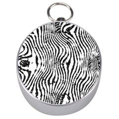 Zebra Print Stripes Silver Compasses by SpinnyChairDesigns