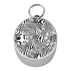 Zebra Print Stripes Mini Silver Compasses by SpinnyChairDesigns