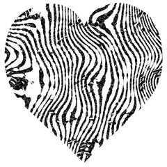 Zebra Print Stripes Wooden Puzzle Heart by SpinnyChairDesigns