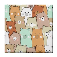 Colorful-baby-bear-cartoon-seamless-pattern Tile Coaster by Sobalvarro