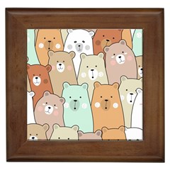 Colorful-baby-bear-cartoon-seamless-pattern Framed Tile by Sobalvarro