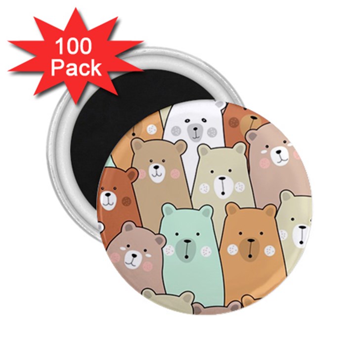 Colorful-baby-bear-cartoon-seamless-pattern 2.25  Magnets (100 pack) 