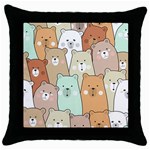 Colorful-baby-bear-cartoon-seamless-pattern Throw Pillow Case (Black) Front