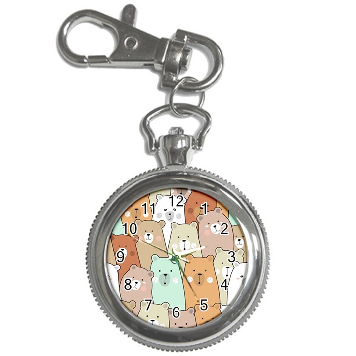 Colorful-baby-bear-cartoon-seamless-pattern Key Chain Watches