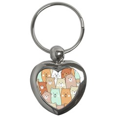 Colorful-baby-bear-cartoon-seamless-pattern Key Chain (heart) by Sobalvarro