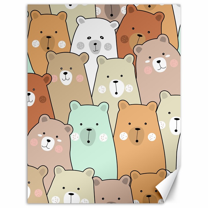 Colorful-baby-bear-cartoon-seamless-pattern Canvas 12  x 16 