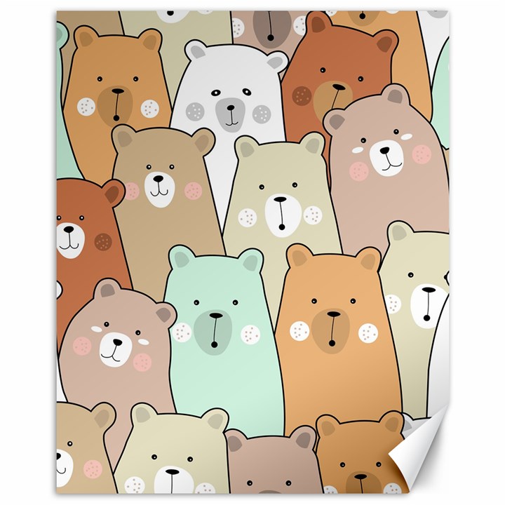 Colorful-baby-bear-cartoon-seamless-pattern Canvas 11  x 14 