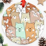 Colorful-baby-bear-cartoon-seamless-pattern Round Filigree Ornament (Two Sides) Front